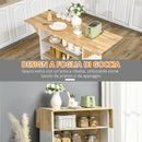 Isola Cucina 3 Ripiani 140x55x91 cm in Legno  e Truciolato Bianco