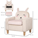 Poltroncina per Bambini con Design a Coniglio 53x47x54,5 cm Gambe in Legno Crema