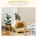 Cuccia per Gatti 49,5x38,5x43,5 cm in Legno e Tessuto con Cuscino in Peluche Quercia e Bianco