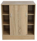 Mobiile 2 Ante Scorrevoli 3 Ripiani 60x30x71 cm in PB e Carta Sonoma