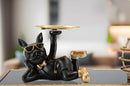 Decorazione Cane Rover Svuotatasche 27x17x18,5 cm in Resina e Metallo Nero e Oro      