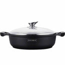 Casseruola Bassa da Cucina Royalty Line Rivestimento Effetto Marmo 28 cm Maniglie Soft Touch Antiaderente Nero      