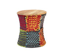 Pouf Etnico in Metallo e Legno Muticolor