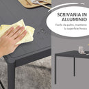 Tavolo da Giardino a Doghe 145x90x74 cm per 6 Persone in Acciaio e Alluminio Grigio Scuro      