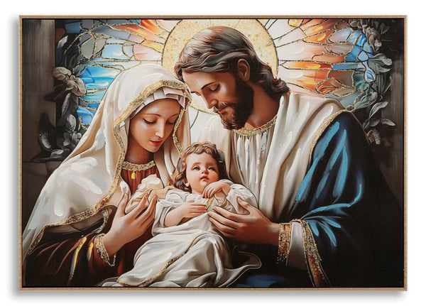 acquista Stampa Dipinta su Tela Laccata Natività con Cornice 102x4x72 cm in Abete e Tela e Plastica