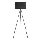 Lampada da Terra Treppiede in Metallo con Paralume in Lino Nero Ø48x156 cm 