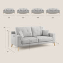 Divano 3 Posti 186x95x91 cm in Tessuto Rosa