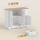 Credenza Moderna Buffet 100x40x78 cm con 2 Cassetti e 2 Armadietti in Legno Bianco e color Legno      