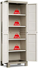 Armadio da Esterno 4 Ripiani 65x45x182H cm in Plastica Keter Excellence Alto Beige/Tortora