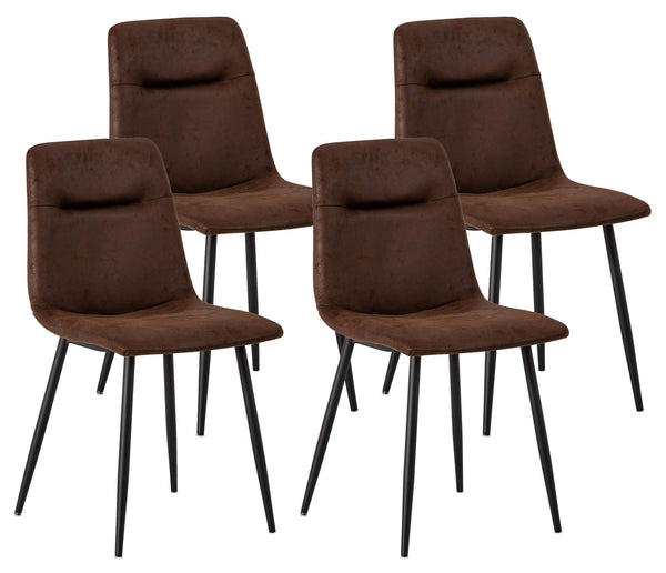 Set 4 Sedie Imbottite 49x48,5x88 cm in Similpelle Marrone Vintage prezzo