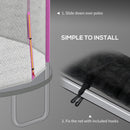 Rete di Protezione per Trampolini a 8 Pali con Ingresso con Cerniera Ø366x180 cm in PE Nero e Rosa