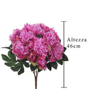 Set 2 Peonia Artificiale con 16 Fiori Artificiali Altezza 46 cm 