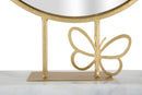 Specchio da Appoggio Butterfly 30x9x39,5 cm in Ferro e MDF e Specchio e Marmo Oro e Marmo      