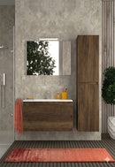Mobile da Bagno Sospeso con Lavabo 80 cm e Specchio Urano Light Noce Scuro      