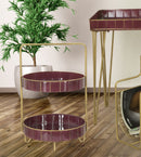Svuota Tasche Double Glam 36,5x34,5x56,5 cm in Ferro e Specchio Bordeaux e Oro
