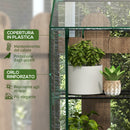 Serra da Giardino 143x46x151 cm con 6 Mensole e 2 Porte Avvolgibili Copertura in PE Trasparente      