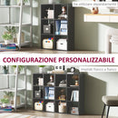 Libreria a Cubi con 6 Ripiani Portaoggetti, in Legno, 61.5x29.5x91.5 cm, Nero      