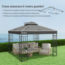Telo per Gazebo da Giardino 3x3m UPF30+ a 2 Livelli in Poliestere Grigio Scuro      