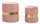 Puff con Contenitore Sheffild Rosa Set 2 Pz Ø37x42 cm - Ø28x35 cm in Ferro e MDF e Spugna e Poliestere Rosa e Oro