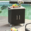 Carrello da Cucina Piano in Acciaio Inox 86x50x86.5 cm Armadietto con Struttura in Metallo Nero   