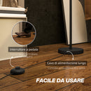 Lampada da Terra Design Moderno con Doppio Paralume Attacco E27 e Interruttore a Pedale in Metallo Ø33 x 152.5 cm Nero  