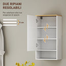 Armadietto Bagno Pensile a Muro 40x27x77 cm con Mensole Regolabili in Legno e MDF Bianco  