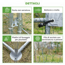 Recinto per Galline con Tetto e Copertura Anti UV 280x380x197 cm in Metallo Galvanizzato Argento      