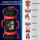 Sacca Bulgara 15 Kg Ø22x55 cm per Allenamento Fitness Nero e Rosso