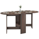 Tavolo Pieghevole Salvaspazio con 2 Ribalte Ovale 163x80x75 cm in Legno Marrone