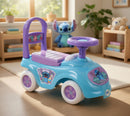 Macchina Cavalcabile per Bambini Volante Direzionabile Vano Contenitore e Telefono Disney Stitch Azzurro e Viola