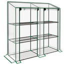 Serra da Giardino 143x46x151 cm con 6 Mensole e 2 Porte Avvolgibili Copertura in PE Trasparente      