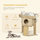 Albero Tiragraffi per Gatti con Casetta e Lettino 40x40x57 cm in Peluche e Juta Marrone