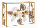 Console Glam Floris 113x40x80 cm in Ferro e MDF e Specchio Multicolor      