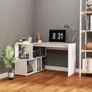 Scrivania Angolare Moderna per Ufficio 120x100x77 cm in Legno Bianco    