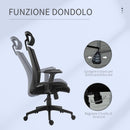 Sedia Poltrona Direzionale da Ufficio 65x63x119-129 cm in Tessuto Nero