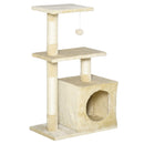 Albero Tiragraffi con Cuccia per Gatti in Legno Sisal 50x30x80 cm  Beige