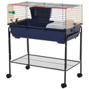 Gabbia per Conigli con Carrello 78x44x91 cm in Metallo Blu e Nero