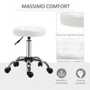 Set 2 Sgabelli Girevoli con Ruote Ø35.5x46-38 cm in Similpelle Bianco