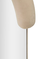 Specchio da Muro Chantal Velluto Crema 60x7x160 cm in MDF e Poliestere e Specchio Crema      