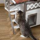 Casetta per Gatti da Esterno 77x50x73 cm in Legno Bianco e Grigio