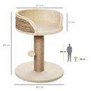 Albero Tiragraffi per Gatti con Lettino 40x40x49 cm Palo in Juta e Pallina Appesa Beige