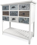 Consolle 9 Cassetti con Portaceste 80x32,5x82 cm in Legno Soriani Bianco Anticato