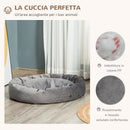 Cuccia Imbottita per Cani 102x74x23 cm in Tessuto Vellutato Grigio Scuro