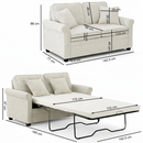 Divano Letto a 2 Posti 142,5x77x86 cm Cuscino Memory Ergonomico con Apertura Facile Beige