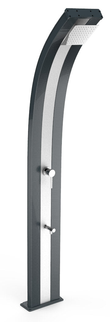 Doccia Solare da Esterno Giardino 40L Miscelatore e Lavapiedi Arkema Dada Fascia Inox Grigio Antracite online