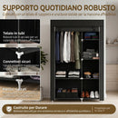 Armadio in Tessuto Portatile 103x43x162,5 cm Appendiabiti e 6 Ripiani Nero