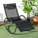 Sedia Sdraio a Dondolo Zero-Gravity da Esterno Impermeabile 155x61x88 cm con Poggiatesta Nero