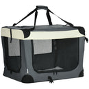 Trasportino per Cani e Gatti Pieghevole 70x51x50 cm 3 Aperture e Cuscino Grigio