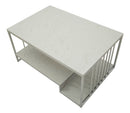 Tavolo da Caffè Kayseri 90x45x60 cm in Ferro e Marmo Argento e Bianco      