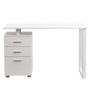 Scrivania con Cassettiera 120x50x75 cm in MDF e Acciaio Bianco   